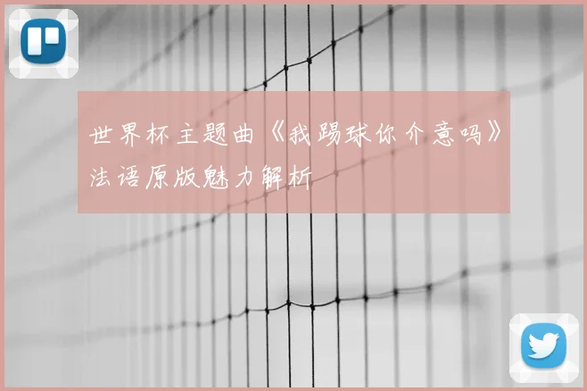 世界杯主题曲《我踢球你介意吗》法语原版魅力解析